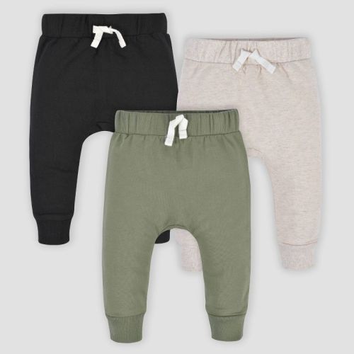 Gerber Baby Boys' 3pk Premium Jogger Pants - Black/green/cream Newborn