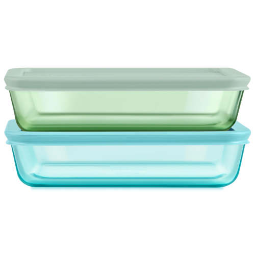 Pyrex® Simply Store® Tinted Glass 3-cup Rectangle Storage Containers,