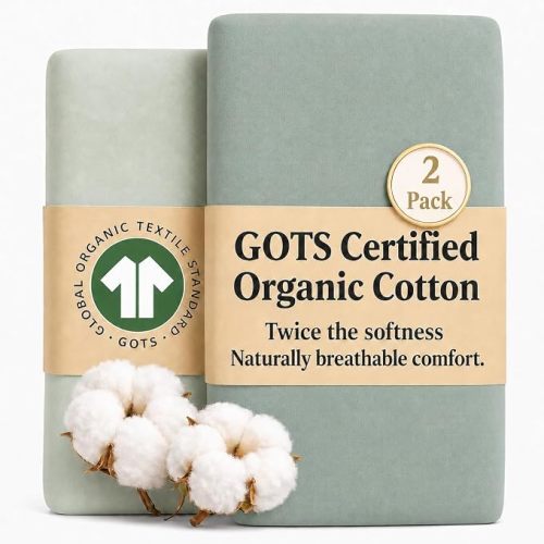 2 x GOTS 100% Organic Cotton Bedside Bassinet Sheets 33x20 and 35x19 Compatible with Maxi Cosi Iora, Baby Delight, Koola Baby Bond, Harppa Cudly 3 in 1 - Luxury Turkish Cotton - Boy, Girl