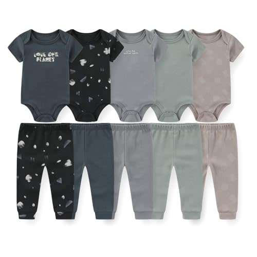Unisex Baby Bodysuits and Pants Set 10 Pack Cotton Soft Infant Outfit New born Baby Boy Girl Clothes