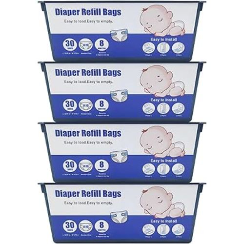 120 Bags Diaper Pail Refills Bags Compatible with Genie Easy Roll Signature & Platinum Diaper Pails,Each Refill Cartridge Holds up to 1410 Newborn Diapers