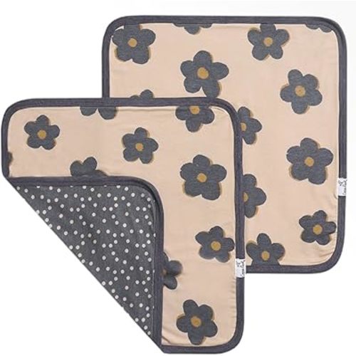 Copper Pearl 3-Layer Knit Security Blanket Set Sized 16" x 16" 2-Pack Gemma in Tan