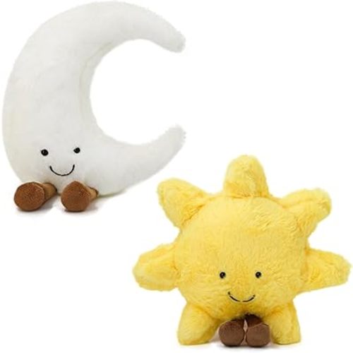 Kawaii Sun and Moon Plush Toy,Soft and Cozy Stuffed Animal, Perfect Hugging Pillow and Home Decoration for Kids and Girls (Sun and Moon)