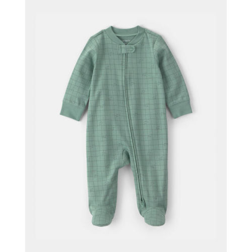 Baby Boy Dinosaur 100% Cotton 2-Way Zip Sleep & Play Pajamas - Green | Carter's