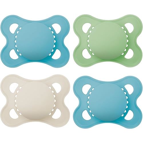 MAM Original Matte Baby Pacifiers 0-6 Months, Binky for Newborn Babies, BPA-Free Skin Soft Silicone Nipple, Easy to Clean, Developed with Medical Experts, 4 Count, With Sterilizer Case, Made in Europe