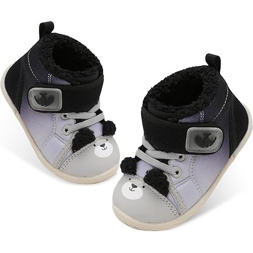FEETCITY Baby Boots Boys Girls Infant Slippers Cozy Fleece Boots First Walking Shoes Warm Socks Newborn Crib Shoes
