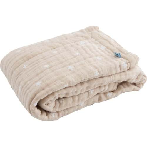 Cotton Muslin Baby Quilt, Taupe Cross - Little Unicorn | Maisonette