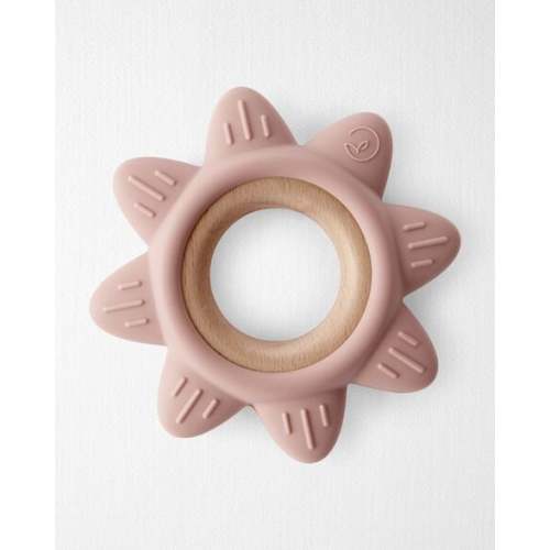 Baby Little Planet Silicone & Wood Teether - Pink
