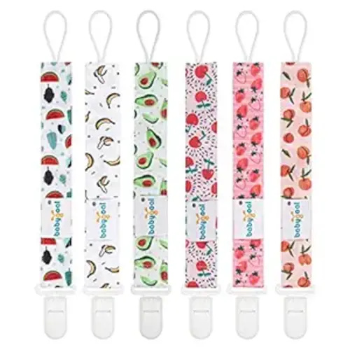babygoal Fruit Pacifier Clips, 6 Pack Binky Paci Holder Clips Leashes Fits for Most Pacifiers and Binkies