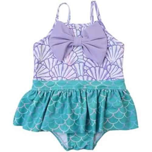 RuffleButts Girls UPF50+ Sun Protection Princess Sleeveless One Piece Swimsuit