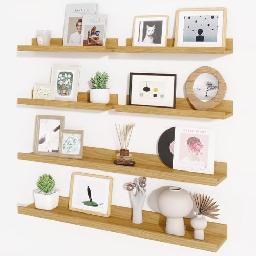 Picture Ledge Shelf, Floating Shelves for Wall Decor, Oak, Set of 6, 30''
