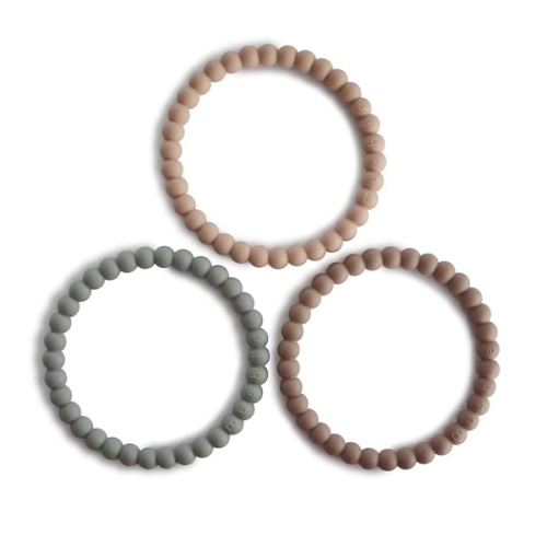 mushie Pearl Teether Bracelet | 3-Pack (Clary Sage/Tuscany/Desert Sand)