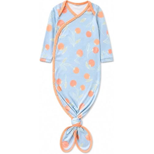 Copper Pearl Baby Gown - Knotted Newborn Sleepers for Baby Boy and Girl, Soft Stretchy Long Sleeve Infant Gowns with Bottom Tie and Hand Mittens, Perfect Hospital Coming Home Outfit (Clementine)