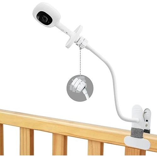 Baby Monitor Clip Mount Compatible with Nanit Pro Baby Monitor & Flex Stand, 16 inches Flexible Long Gooseneck Arm Crib Clamp Mount for Cameras with 1/4 Threaded Hole, 360-Degree Adjustable