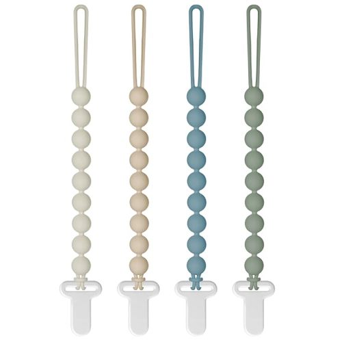 Pacifier Clips Silicone, 4-Pack Pacifier Holder Clip with Stylish Round Design, 100% Food Grade Silicone, Safe Essentials for Newborns Baby Boys and Girls