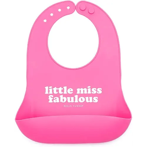 Baby Bib for Eating by Bella Tunno, Waterproof Silicone Bib with Large Food Catcher, Adjustable Fit for Babies 4-12 months & Toddlers 1-3 Years, Boys & Girls, Little Miss Fabulous