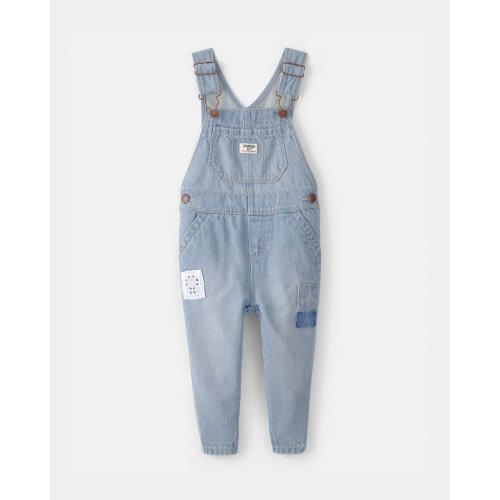 9mo - Baby Girl Denim Patch Overalls - Light Wash - OshKosh B'gosh | Carter's