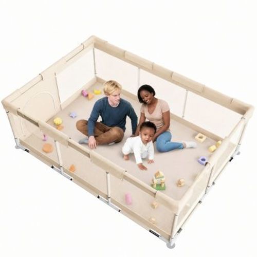 Large Baby Playpen – 47×70.86in Toddler Play Yard, Indoor Activity Fence for Apartments, Safe & Spacious Play Area (YELLOW)