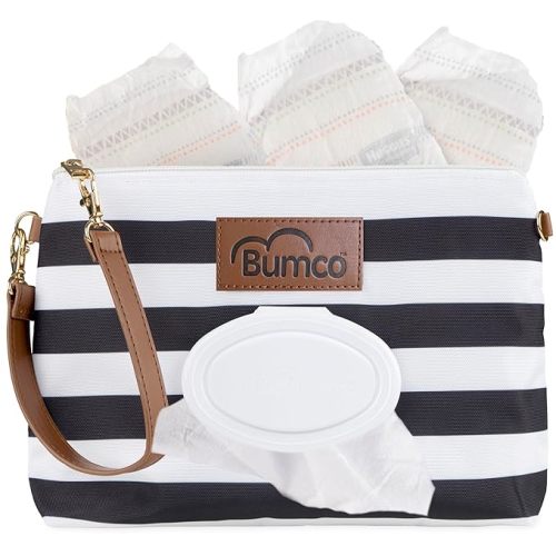 Bumco Diaper Clutch - Portable Wipes Dispenser & Baby Travel Essential, Airtight Baby Wipes Dispenser, Refillable Wipes Container, Travel Baby Essentials, Baby Wipe Dispenser, Diaper Bag Purse