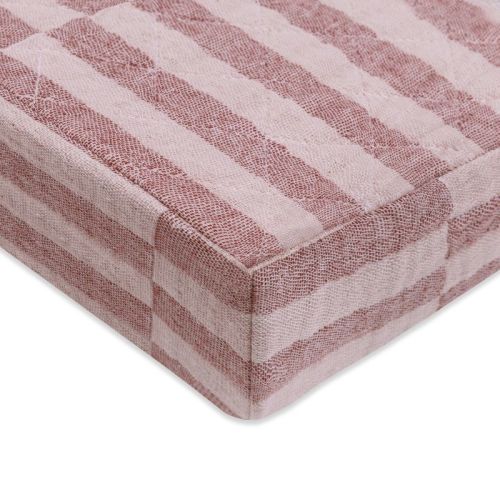 Babyletto Quilted Changing Pad Cover in GOTS Certified Organic Muslin Cotton - Maroon Stripe