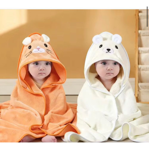 1pc/2pcs Coral Fleece Cartoon Baby Bathrobe, Children's Embroidered Cape Bath Towel, Cartoon Bath Towel, Baby Bath Towel Blanket, Wearable Baby Bath Towel | SHEIN USA