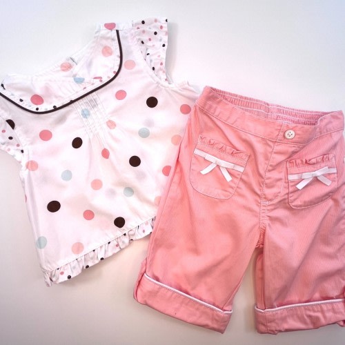 Vintage Gymboree 2007 LITTLE ROME Polka Dot Swing Top & Capri Pant Set 6-12 M