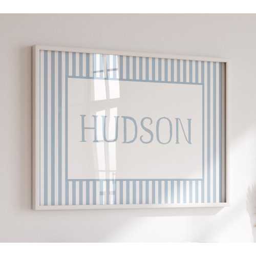 Baby Name Nursery Wall Art, Boy Nursery Wall Art Decor, Baby Name Nursery Decor, Girl Nursery Print, Vintage Style Nursery, Stripe Nursery