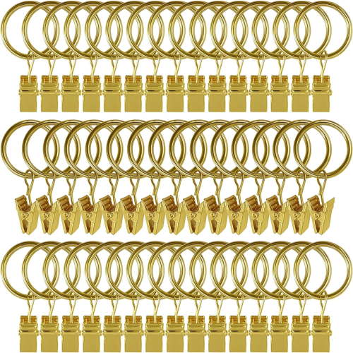 Gold Curtain Clip Rings 60 Pack For Hanging Drapery 1 Inch Interior Diameter