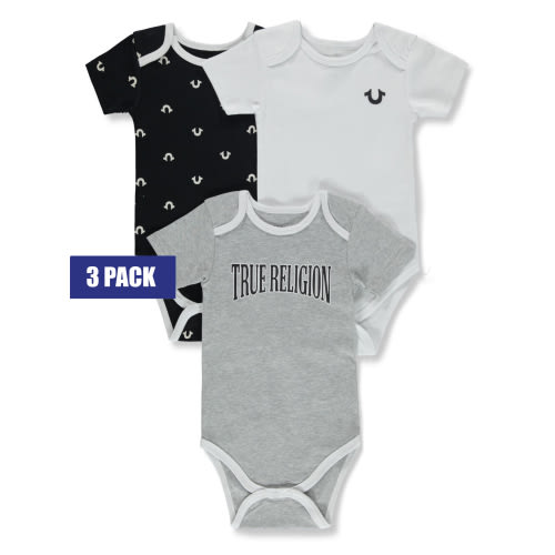 True Religion Baby Boys' 3-Pack Bodysuits