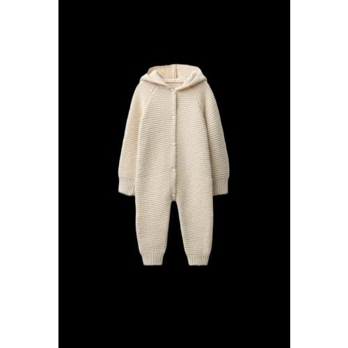 HOODED CHUNKY KNIT JUMPSUIT - Light beige | ZARA