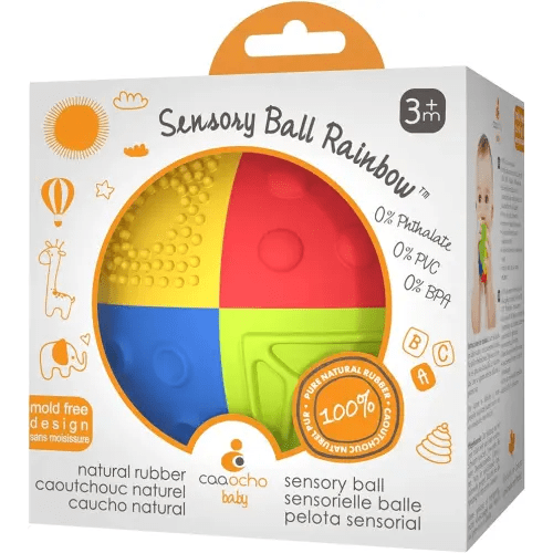 caaocho Pure Natural Rubber Sensory Ball Rainbow 3" - Sealed Hole, BPA Free Baby Ball Toy, for Sensory Play, for Sensory Development, Hole Free Baby Toy, Perfect Bouncer, Without Hole