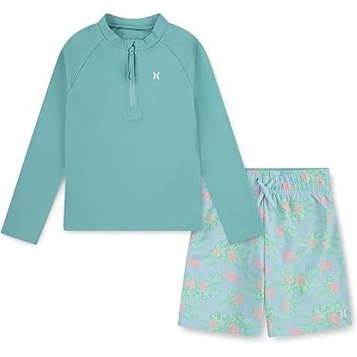 Hurley Baby-Boys Baby and Toddler Long Sleeve Rash Guard Swim Suit 2-Piece Outfit Set