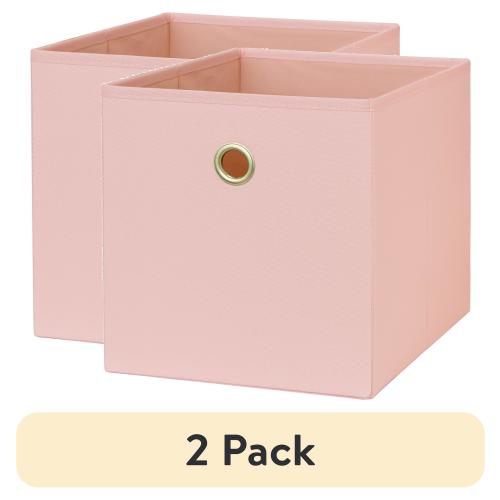 (2 pack) Mainstays Collapsible Fabric Cube Storage Bin, Pearl Blush