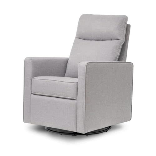 DaVinci Gabby Glider Recliner Nursery Chair w/ 360° Swivel - Misty Grey | High Pillowback Glider Rocking Chair - GREENGUARD Gold & FSC Certified - Comfy Swivel Recliner for Living Room & Nursery