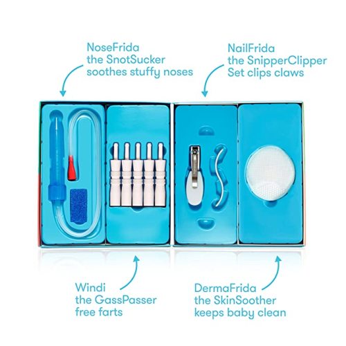 Baby Basics Kit by Frida Baby |Includes NoseFrida, NailFrida, Windi, DermaFrida + Silicone Carry Case