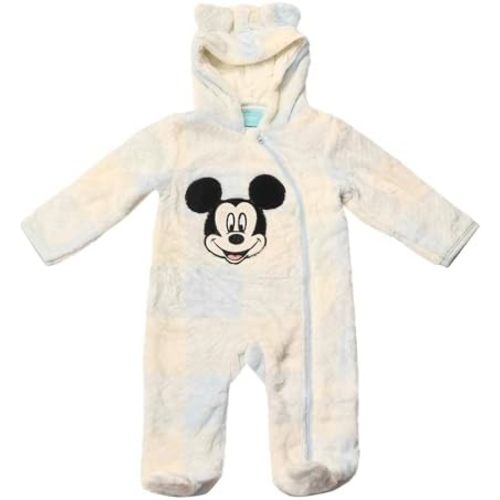 Magic Threadz Disney Clothes Baby Boy Hooded Pram Suit Newborn Fleece Coverall Footies with Ears Mickey, Pooh, Dumbo (0-6/9M)