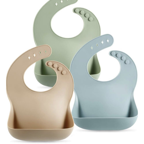 PandaEar Set of 3 Silicone Baby Bibs Waterproof, Soft, Unisex, 10-72 Months