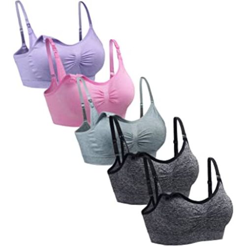 Suekaphin 5PACK Nursing Bra Wireless Bra Women's Sleeping Maternity Bra Breastfeeding Bra