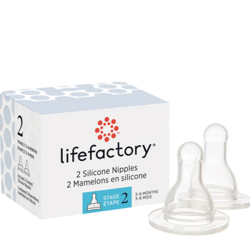 Silicone Nipples Stage 2 for 4oz and 9oz Glass Bottles-2 pack