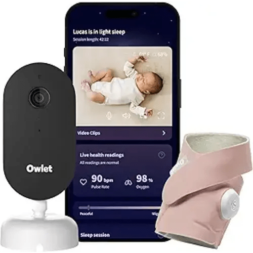 Owlet Dream Duo 3 Smart Baby Monitor System, Dream Sock + 2K HD Camera