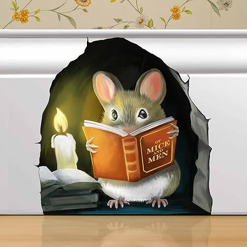 Mouse Reading Book, Wall Decor Sticker Decal
