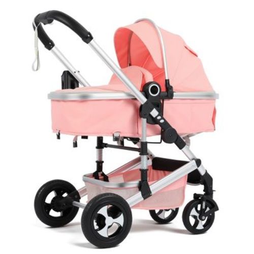 TODECARE 2-in-1 Convertible Baby Stroller with Reversible Seat, Adjustable Canopy and Storage, Pink