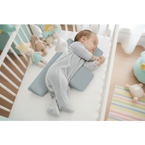 Anti-Roll Newborn Baby Side Sleeper Pillow Wedge with Removeable Cover