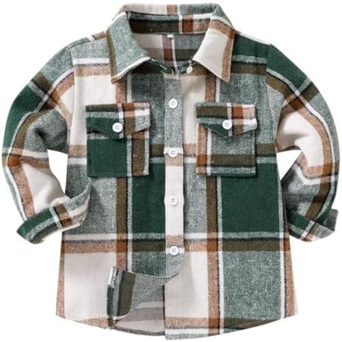 Toddler Flannel Kids Little Baby Boy Girl Long Sleeve Shirt