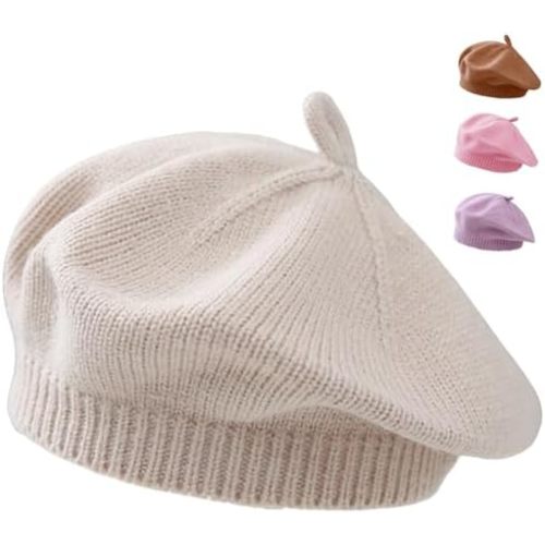 Baby Beret Hat Toddler Girls Fall Winter Warm Beanie Cap Little Girl French Artist Knit Hat for 0-12 Months