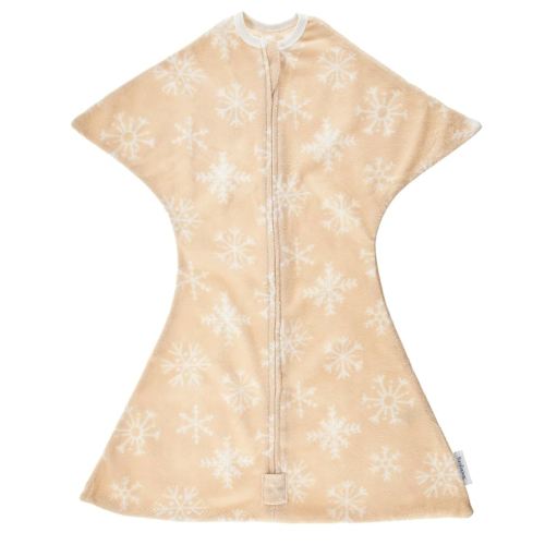 SleepingBaby Zipadee-Zip Transition Swaddle - Warm Fleece Baby Swaddle Blanket with Zipper Convenience - Snowflakes, X-Small (3-6 Month)