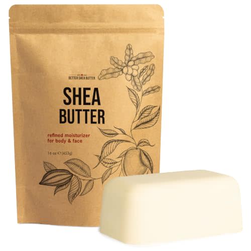 Refined Shea Butter Unscented - 100% Pure African Shea Butter for Hair and Dry Skin - Use for Soap Base, Face and Body Moisturizer, for DIY Whipped Body Butter and Lip Balm 1 LB Bar