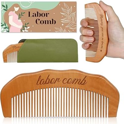 Birth Comb for Women Labor - Wooden Labor comb Natural Labor and Delivery Essentials - Birthing Combs Labor Gifts for Pregnant Mom - Wood Comb Baby Shower Gifts (Designed for Moms)
