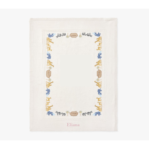 Noah's Ark Embroidered Pointelle Baby Blanket