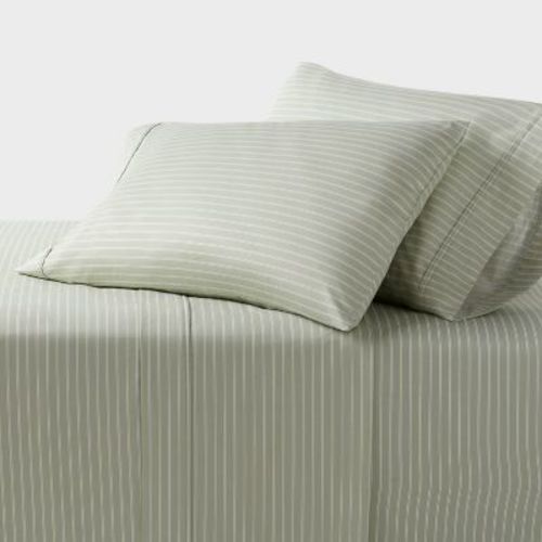 Full 400 Thread Count Performance Sheet Set Green Stripe - Threshold™